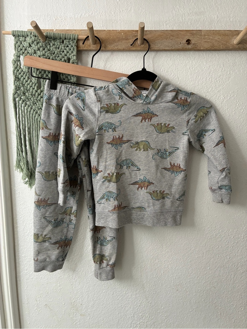 Carter's Grey Dinosaur Hoodie & Jogger Pajama Set